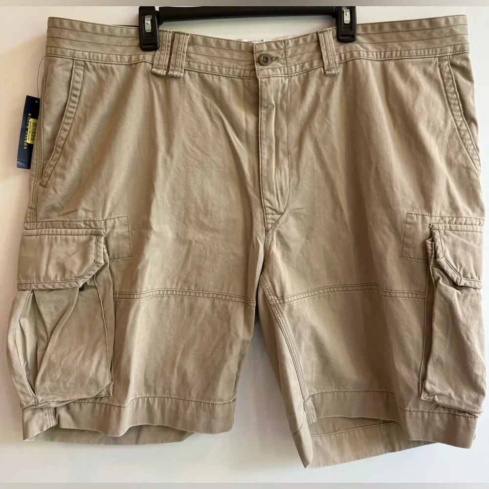 NWT Polo Ralph Lauren Men’s 48B Classic Polo Chino Khaki Cargo Shorts Big & Tall